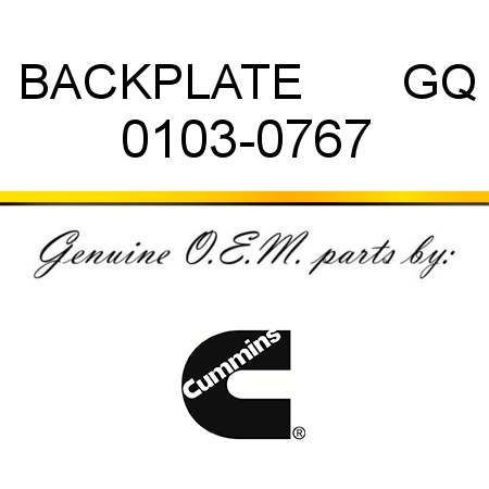 BACKPLATE       GQ 0103-0767