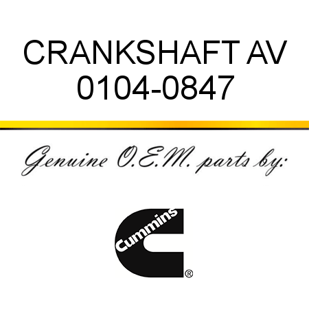 CRANKSHAFT AV 0104-0847