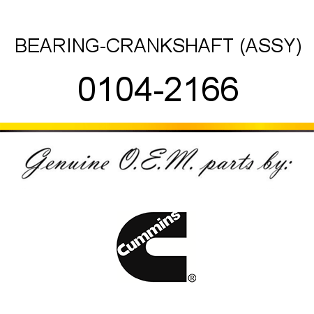 BEARING-CRANKSHAFT (ASSY) 0104-2166
