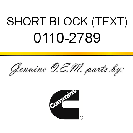 SHORT BLOCK (TEXT) 0110-2789