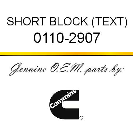SHORT BLOCK (TEXT) 0110-2907