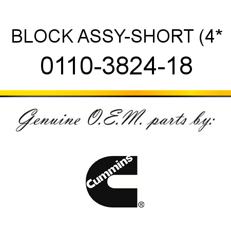 BLOCK ASSY-SHORT (4* 0110-3824-18
