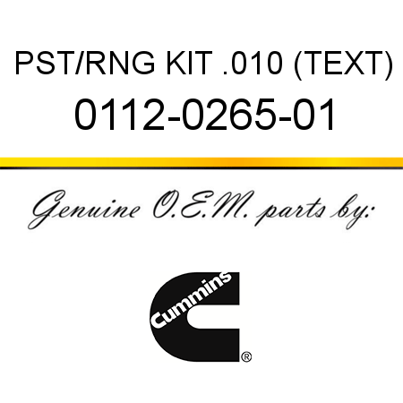 PST/RNG KIT .010 (TEXT) 0112-0265-01