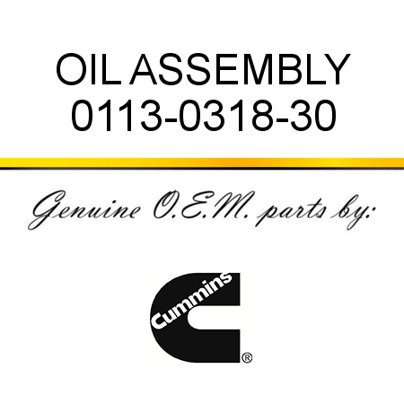 OIL ASSEMBLY 0113-0318-30