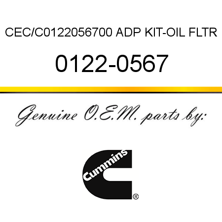 CEC/C0122056700 ADP KIT-OIL FLTR 0122-0567