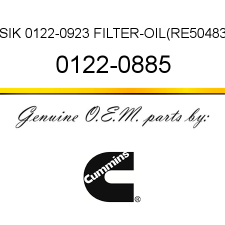 SIK 0122-0923 FILTER-OIL(RE50483 0122-0885