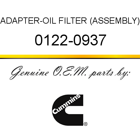 ADAPTER-OIL FILTER (ASSEMBLY) 0122-0937