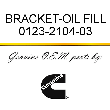 BRACKET-OIL FILL 0123-2104-03