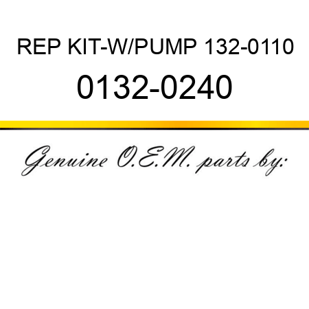 REP KIT-W/PUMP 132-0110 0132-0240