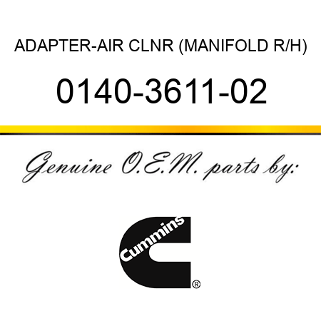 ADAPTER-AIR CLNR (MANIFOLD R/H) 0140-3611-02