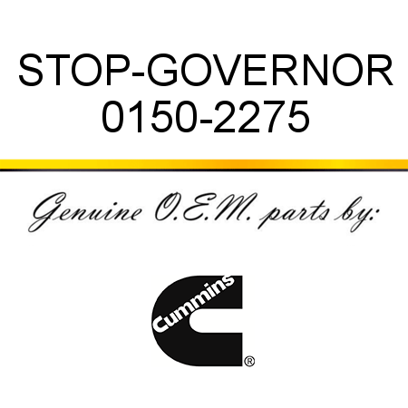 STOP-GOVERNOR 0150-2275
