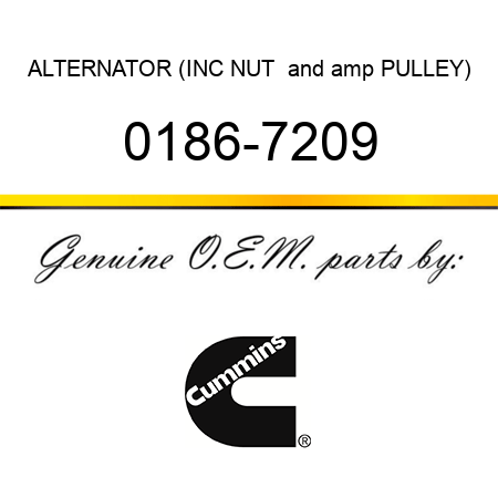 ALTERNATOR (INC NUT & PULLEY) 0186-7209