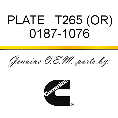 PLATE   T265 (OR) 0187-1076