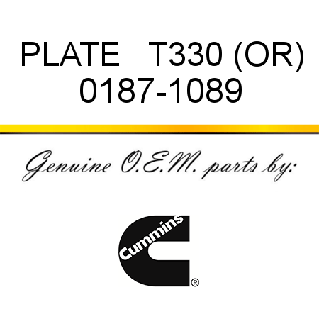 PLATE   T330 (OR) 0187-1089