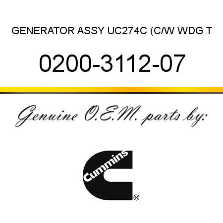 GENERATOR ASSY UC274C (C/W WDG T 0200-3112-07