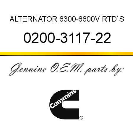 ALTERNATOR 6300-6600V RTD`S 0200-3117-22