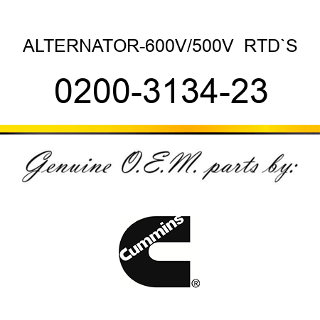ALTERNATOR-600V/500V  RTD`S 0200-3134-23