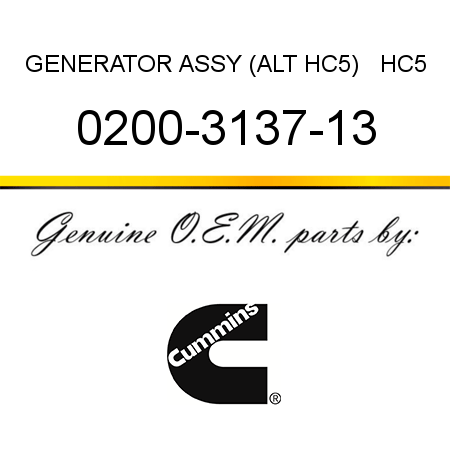 GENERATOR ASSY (ALT HC5)   HC5 0200-3137-13