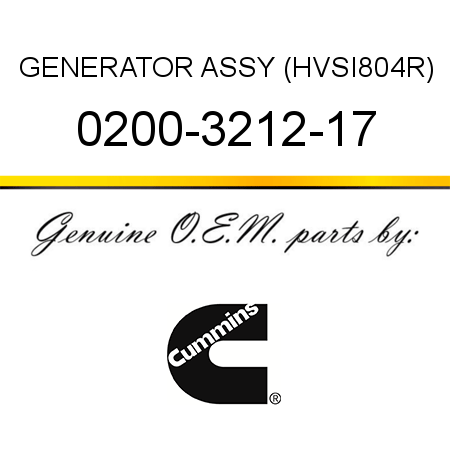 GENERATOR ASSY (HVSI804R) 0200-3212-17