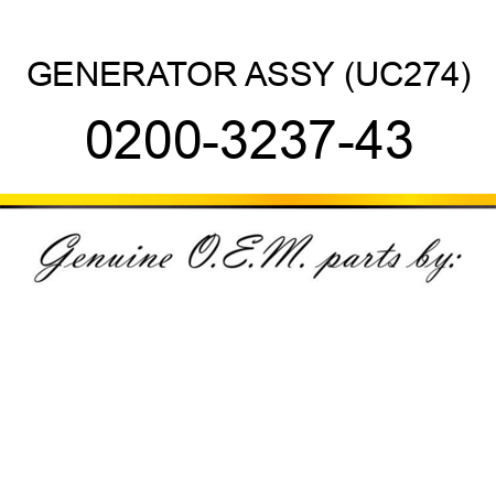 GENERATOR ASSY (UC274) 0200-3237-43