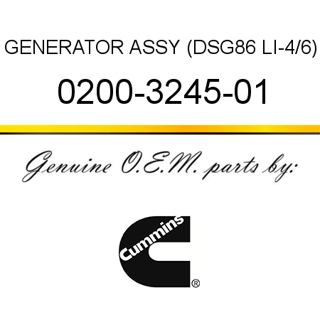 GENERATOR ASSY (DSG86 LI-4/6) 0200-3245-01