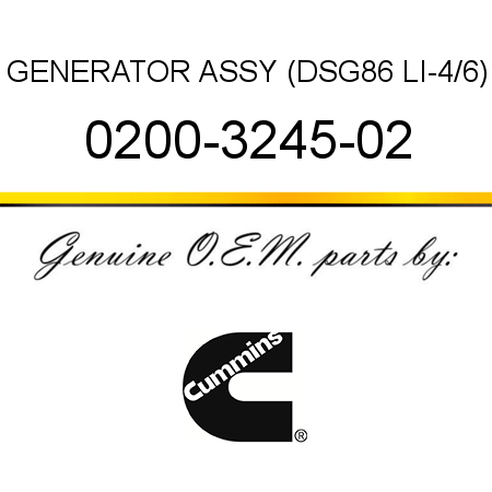 GENERATOR ASSY (DSG86 LI-4/6) 0200-3245-02
