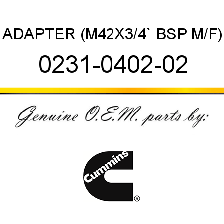 ADAPTER (M42X3/4` BSP M/F) 0231-0402-02
