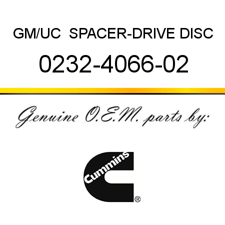 GM/UC | SPACER-DRIVE DISC 0232-4066-02