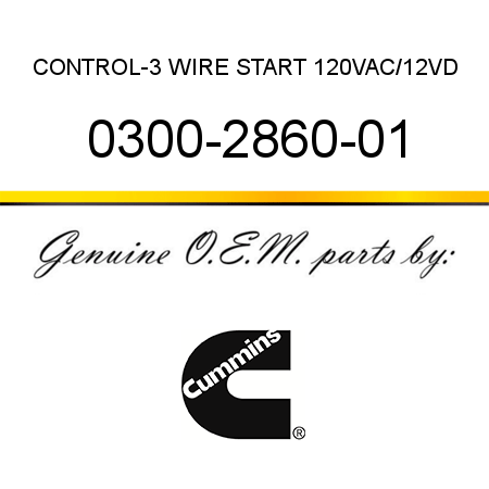 CONTROL-3 WIRE START 120VAC/12VD 0300-2860-01