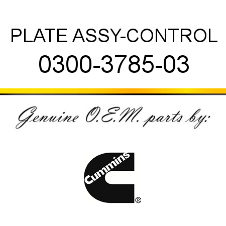 PLATE ASSY-CONTROL 0300-3785-03
