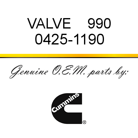 VALVE    990 0425-1190