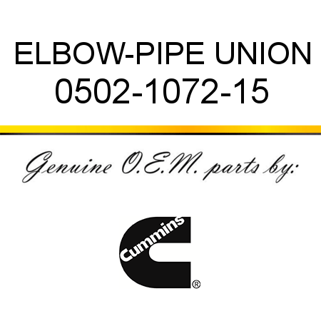 ELBOW-PIPE UNION 0502-1072-15