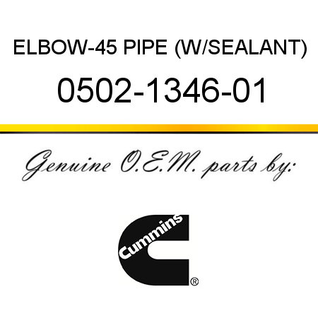 ELBOW-45 PIPE (W/SEALANT) 0502-1346-01