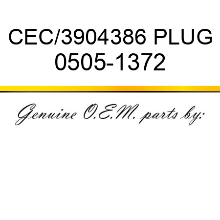 CEC/3904386 PLUG 0505-1372