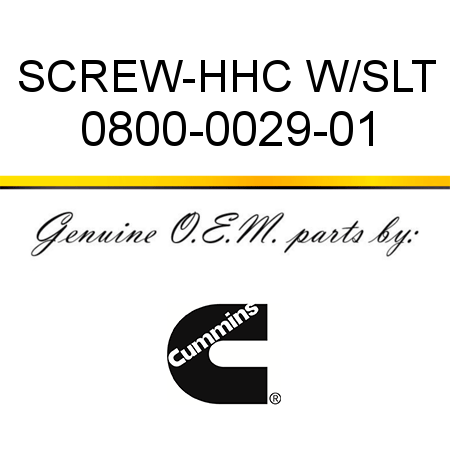 SCREW-HHC W/SLT 0800-0029-01
