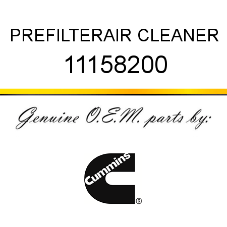 PREFILTER,AIR CLEANER 11158200