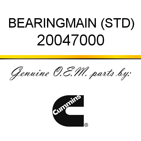 BEARING,MAIN (STD) 20047000