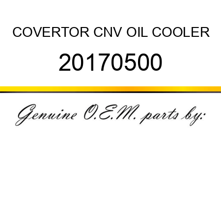 COVER,TOR CNV OIL COOLER 20170500