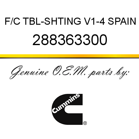 F/C TBL-SHTING V1-4 SPAIN 288363300
