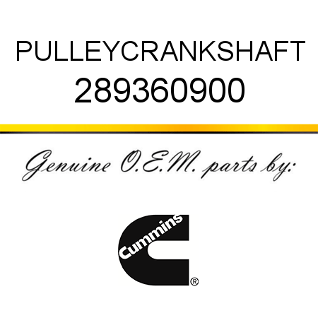 PULLEY,CRANKSHAFT 289360900