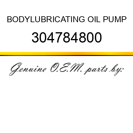 BODY,LUBRICATING OIL PUMP 304784800