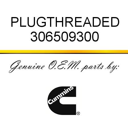 PLUG,THREADED 306509300