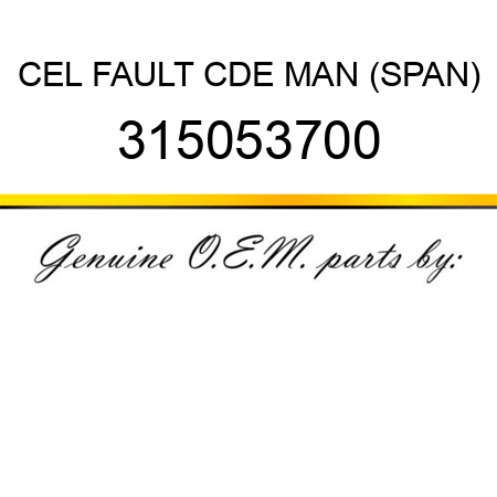 CEL FAULT CDE MAN (SPAN) 315053700