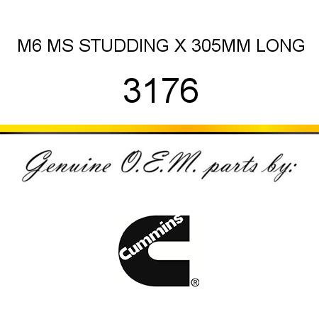 M6 MS STUDDING X 305MM LONG 3176