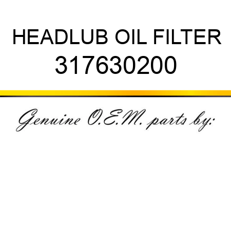 HEAD,LUB OIL FILTER 317630200