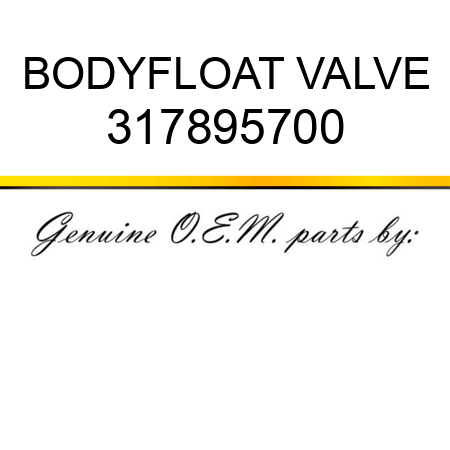 BODY,FLOAT VALVE 317895700