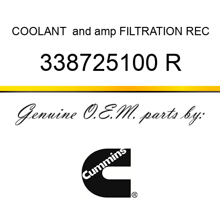 COOLANT & FILTRATION REC 338725100 R