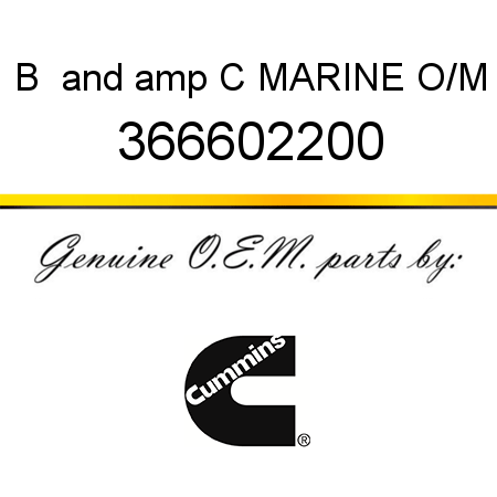 B & C MARINE O/M 366602200