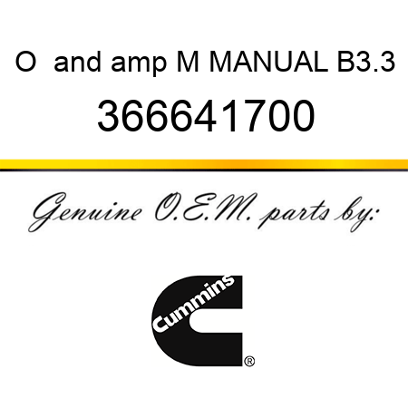 O & M MANUAL B3.3 366641700