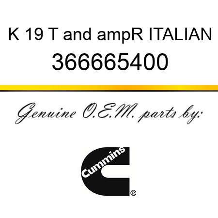 K 19 T&ampR ITALIAN 366665400